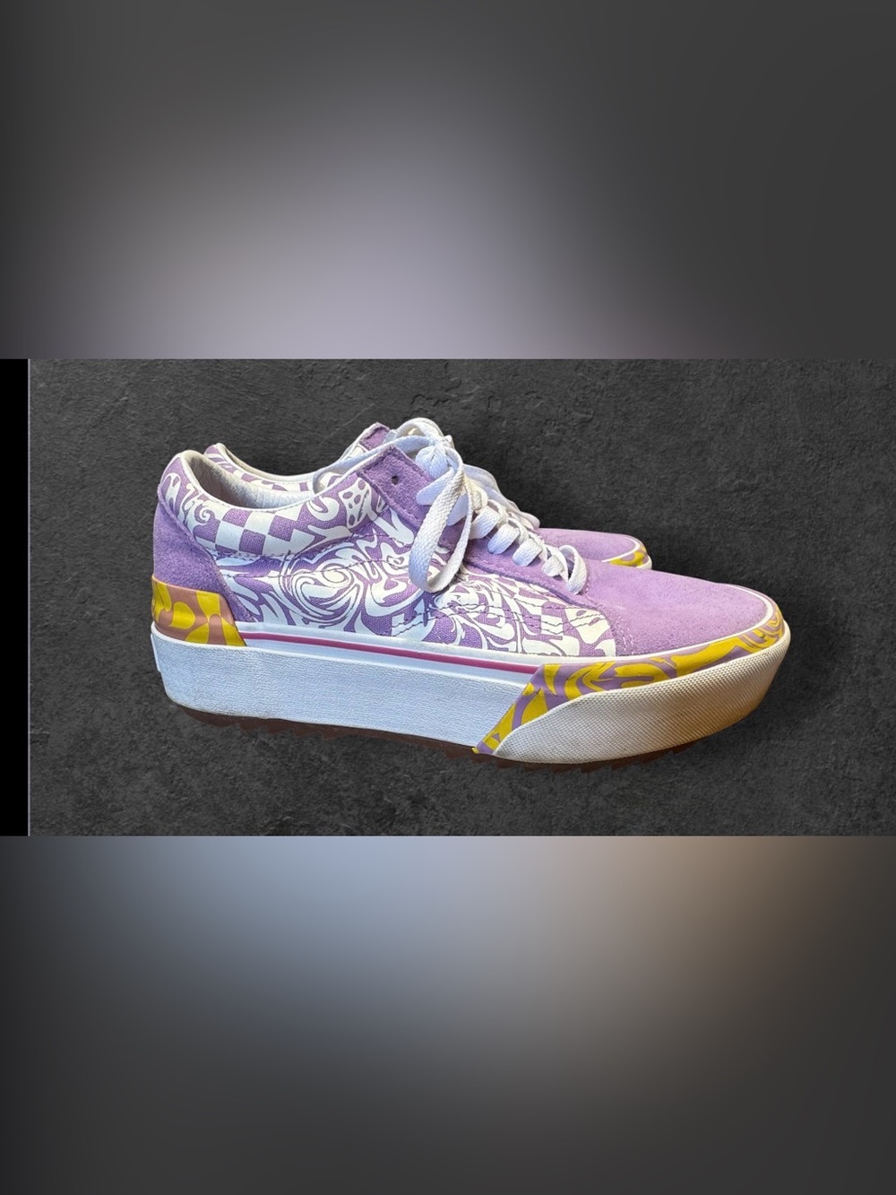 EUC Vans Old Skool Stacked Wavy Daze sneakers women 8.5. Men 7 purple white